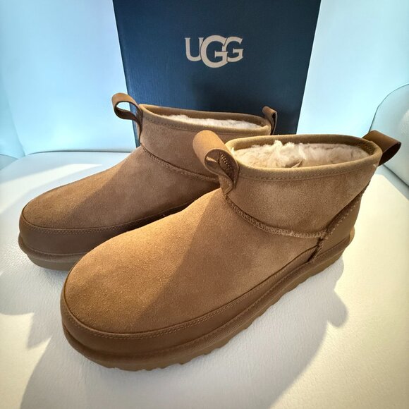 NIB UGGS AUSTRALIA UGG CLASSIC ULTRA MINI LENNOX BOOTS CHESTNUT 9 MENS - Picture 4 of 6